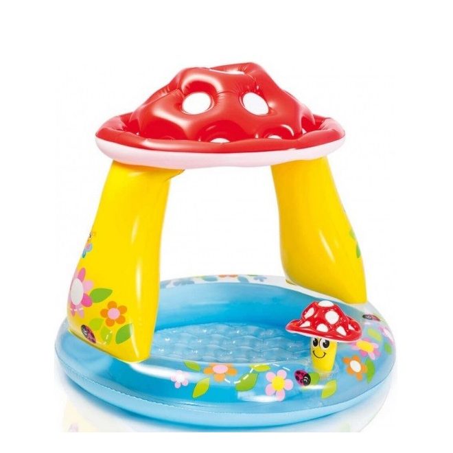 Intex Mushroom Baby Pool Felfújható Gyermekmedence 102x89cm (57114) - Gombatetős Árnyékolós Pancsoló Kicsiknek, Vidám és Biztonságos Medence Kültérre