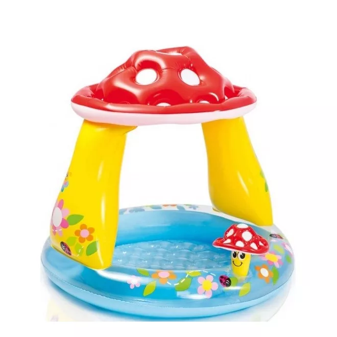 Intex Mushroom Baby Pool Felfújható Gyermekmedence 102x89cm (57114) - Gombatetős Árnyékolós Pancsoló Kicsiknek, Vidám és Biztonságos Medence Kültérre