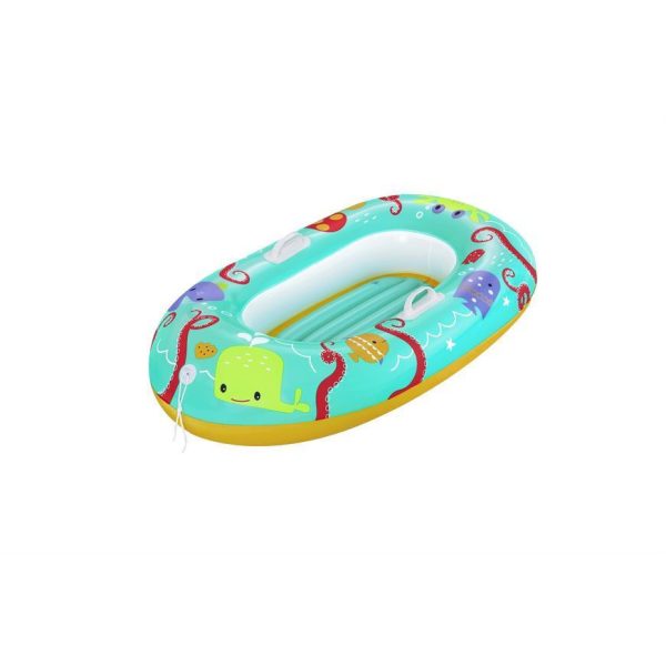 Bestway Happy Crustacean Felfújható Gyermekcsónak 119x79cm (34009) - Vidám Rák Mintás Csónak Kicsiknek, Kényelmes Ülőrésszel és Fogantyúval
