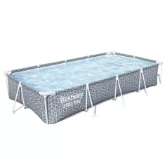   Bestway Steel Pro Csővázas Medence Szett 366x201x66cm Papírszűrővel és Leeresztőszeleppel - Kényelmes Családi Fürdőzéshez és Egyszerűbb Vízkezeléshez (Bestway 561FV)