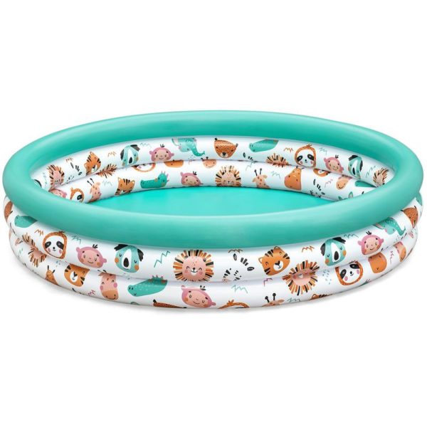 Bestway Safari Pals Gyermek Felfújható Medence 122x25cm (TC8050531) - Vidám Mintás Pancsoló Kicsiknek, Könnyen Felállítható és Biztonságos