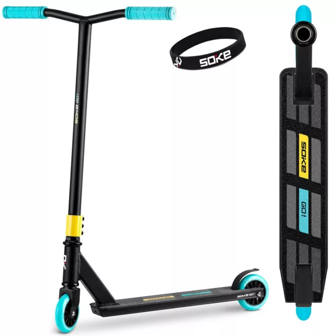 Soke Go! Kaszkadőr Roller Fekete - 82cm, 10cm 88A Pu Kerekek, ABEC-9 Csapágy, Y Kormány, Flex Fender Fék, Tripla Alumínium Bilincs