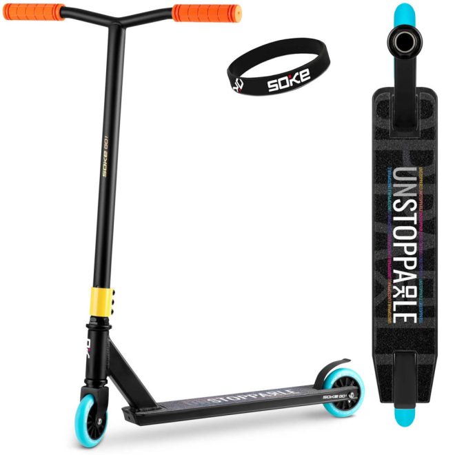 Soke Go! Kaszkadőr Roller Narancssárga - 82cm, 10cm 88A Pu Kerekek, ABEC-9 Csapágy, Y Kormány, Flex Fender Fék, Tripla Alumínium Bilincs