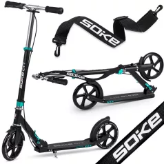   Soke City Klasszikus Roller Türkiz - Összecsukható, 20cm 88A Pu Kerekek, ABEC-9 Csapágy, Kézi és Lábfék, Állítható Magasság, Maximum 100kg