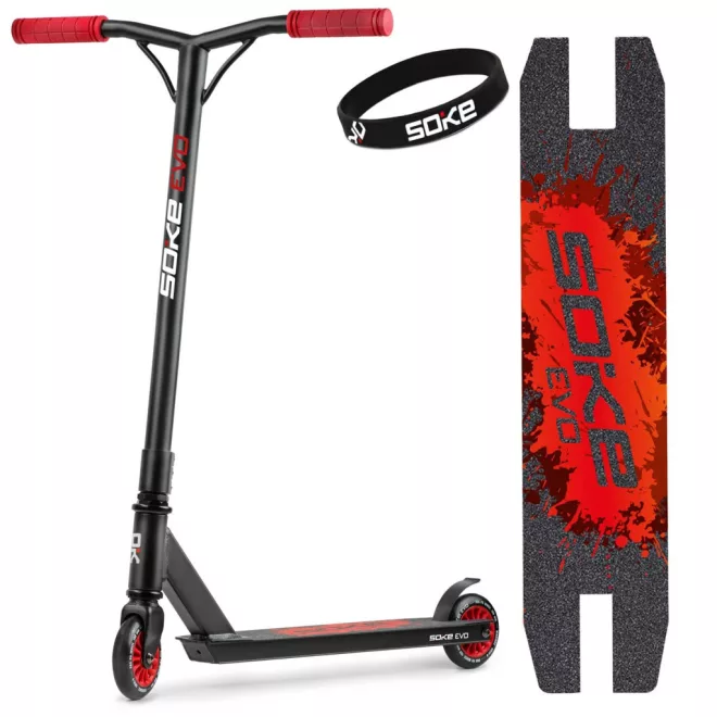 Soke Evo Klasszikus Roller Piros - 83cm, 10cm 88A Pu Kerekek, ABEC-9 Csapágy, Hic Kompresszió, Integrált Kormánycsapágy, Y Kormány, Maximum 100kg