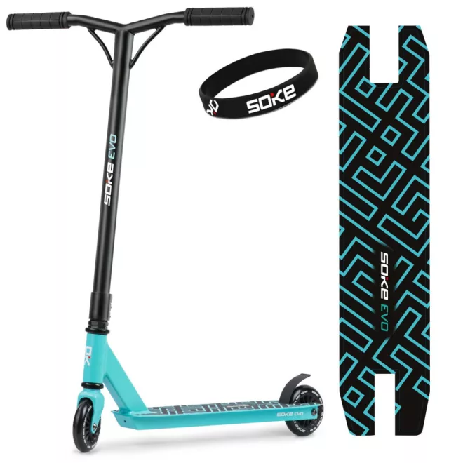 Soke Evo Kaszkadőr Roller Világoskék - 83cm, 10cm 88A Pu Kerekek, ABEC-9 Csapágy, Hic Kompresszió, Integrált Kormánycsapágy, Y Kormány, Maximum 100kg