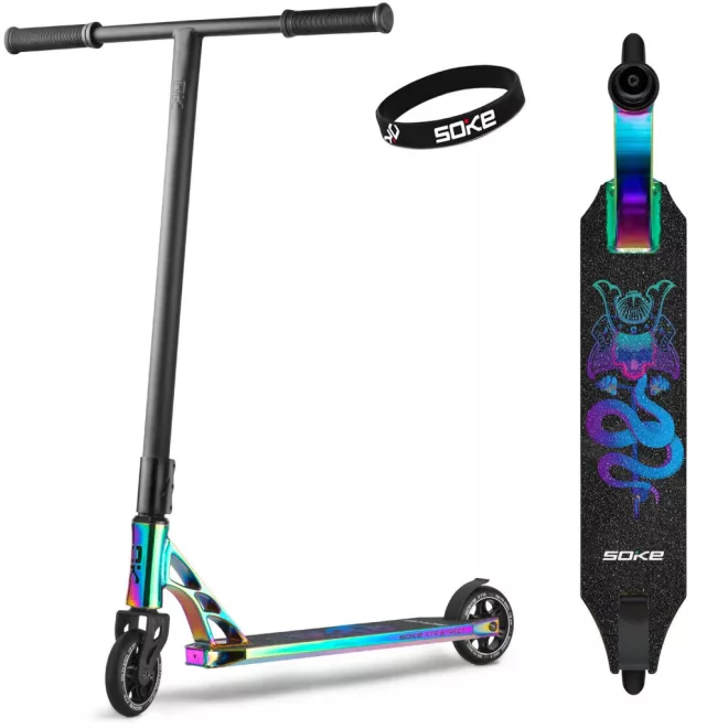 Soke xtr Street Rainbow Kaszkadőr Roller Fekete - 87cm, 11cm Pu Kerekek, ABEC-9 Csapágy, Hic Kompresszió, Flex Fender Fék, Alumínium Deck