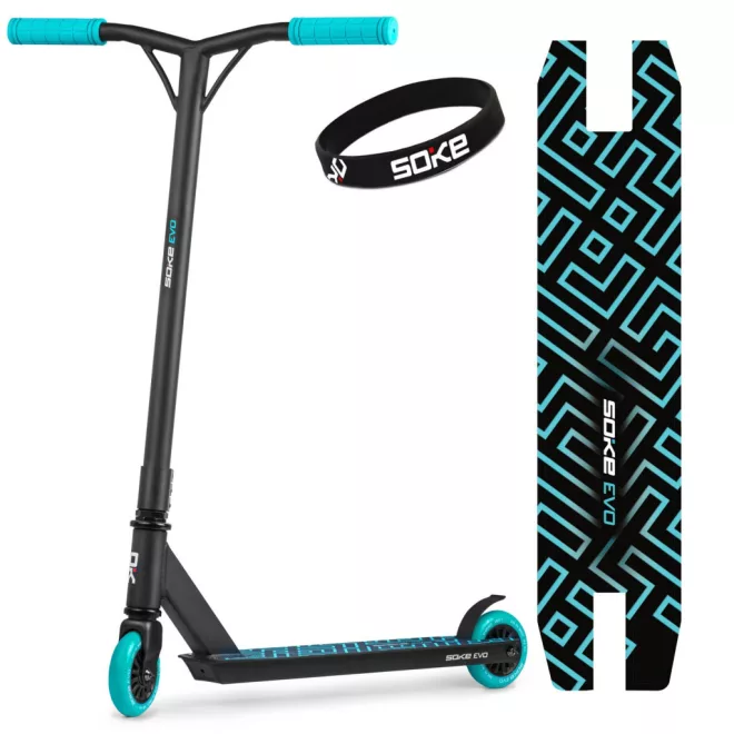 Soke Evo Kaszkadőr Roller Fekete - 83cm, 10cm 88A Pu Kerekek, ABEC-9 Csapágy, Y Kormány, Flex Fender Fék, Tripla Alumínium Bilincs, Maximum 100kg