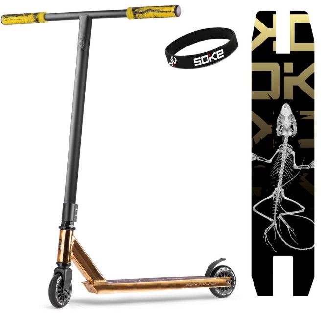 Soke Evo Street Kaszkadőr Roller Arany - 85cm, 10cm 88A Pu Kerekek, ABEC-9 Csapágy, Flex Fender Fék, T Kormány, Maximum 100kg