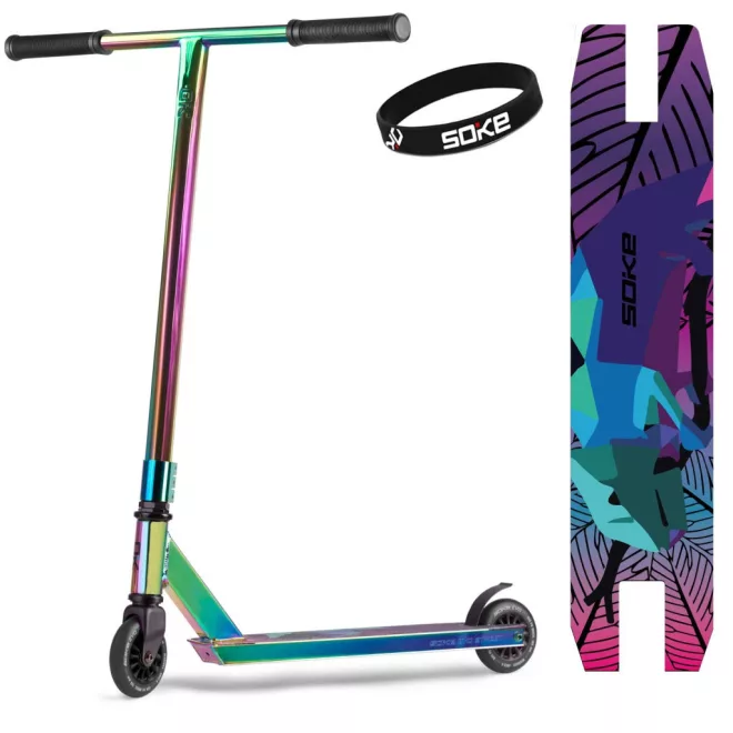 Soke Evo Street Kaszkadőr Roller Neokróm - 83cm, 10cm 88A Pu Kerekek, ABEC-9 Csapágy, 360°-Ban Forgó T Kormány, Flex Fender Fék, Maximum 100kg