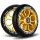 Soke Roller Kerék Szett 11cm - Arany, 2db, ABEC-9 Csapágy, 88A Keménység, Alumínium + PU, 0.8cm Tengely
