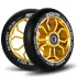 Soke Roller Kerék Szett 11cm - Arany, 2db, ABEC-9 Csapágy, 88A Keménység, Alumínium + PU, 0.8cm Tengely
