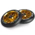 Soke Roller Kerék Szett 11cm - Arany, 2db, ABEC-9 Csapágy, 88A Keménység, Alumínium + PU, 0.8cm Tengely