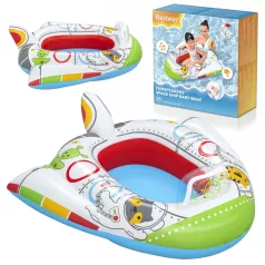   Bestway Űrhajó Formájú Felfújható Gumimatrac 104 x 99 cm Fehér – Beépített Hangszóróval és Javítótapasszal