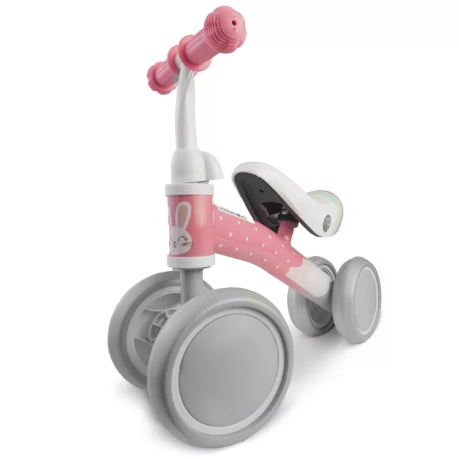 Nukido Nk-600 Négykerekű Futóbicikli Fehér/Rózsaszín - Eva Habkerekek 14cm, Acél Váz, Ülésmagasság 27cm, Puha Ülés, Gumírozott Markolat