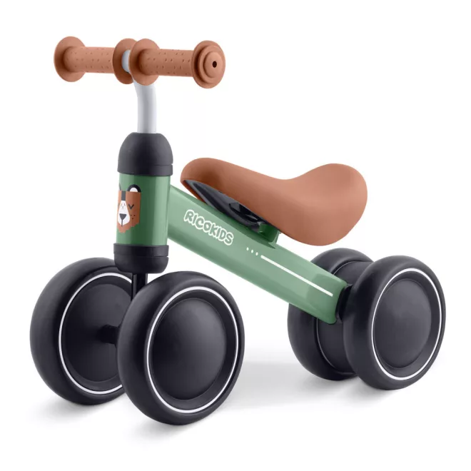 Ricokids Háromkerekű Futóbicikli Zöld - Eva Habkerekek 15cm, Acél Váz, Kormányfordulás Határoló, Gumírozott Markolat, 12 Hónapos Kortól