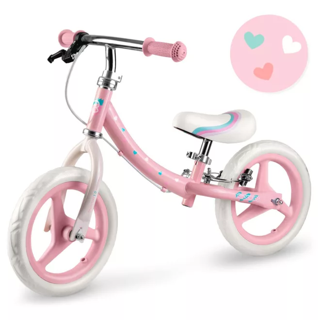 Ricokids Fun Adventure Kétkerekű Futóbicikli Rózsaszín - Acél Váz, Eva Hab Kerekek 29cm, Állítható Ülésmagasság 32-42cm, Hátsó Fék, Ultrakönnyű