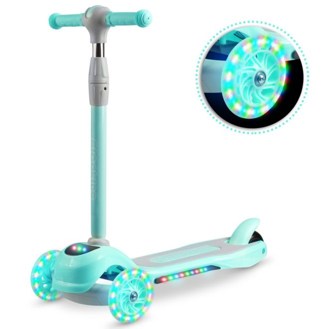 Ricokids Piko Háromkerekű Roller Menta - Led Világítás a Kerekekben és a Fellépőben, Állítható Magasságú Kormány, Balanszos Irányítás, EN 71, Maximum 35kg