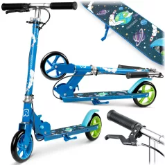   Ricokids Kodi Gyerek Roller Kék - 14.5cm Pu Kerekek, Összecsukható, Állítható Kormány, Kézifék és Lábfék, ABEC-7 Csapágy, 3-8 Éveseknek, Maximum 50kg