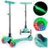 Ricokids Glow Háromkerekű Roller Türkiz - Led Világítás a Kerekekben, Sötétben Világító Állófelület, Balanszos Irányítás, Állítható Alumínium Kormány, EN 71, Maximum 50kg