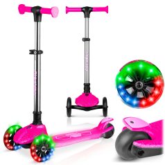   Ricokids Jelly Háromkerekű Roller Rózsaszín - Led Világítás a Kerekekben és a Fellépőben, Balanszos Irányítás, Állítható Alumínium Kormány, Maximum 50kg