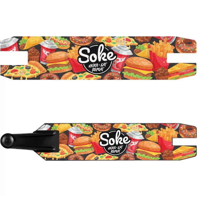 Soke Roller Gripszalag Go! Fast Food - Gyorséttermi Ételek Minta, 47.1x9.3cm, Csiszolópapír Felületű, Soke Go! Rollerekkel Kompatibilis