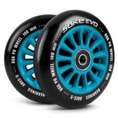   Soke Roller Kerék Szett Kék - 10cm, 2db, ABEC-9 Csapágy, 88A Keménységű PU, 0.8cm Tengely