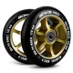 Soke Roller Kerék Szett Arany - 11cm, 2db, ABEC-9 Csapágy, 88A Keménységű PU, 0.8cm Tengely