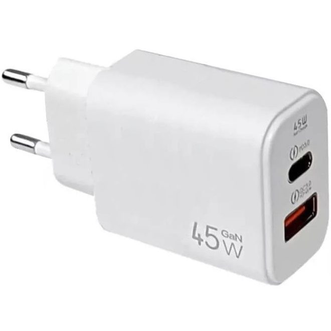 Wooze USB / USB Type-C Aljzat Gyorstöltés PD QC GaN Fehér Színben
