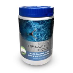   Brillant Pool Maxi Klórtabletta 95% - 1kg (200g Tabletták) Erős Hatóanyagú, Lassú Oldódású Fertőtlenítőszer Medencékhez Algásodás és Baktériumok Ellen