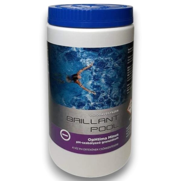 Brillant Pool Optima pH Mínusz 2kg - Vízkezelő pH-Csökkentő Granulátum Medencékhez, Hatékony Savazás Klórmentesen