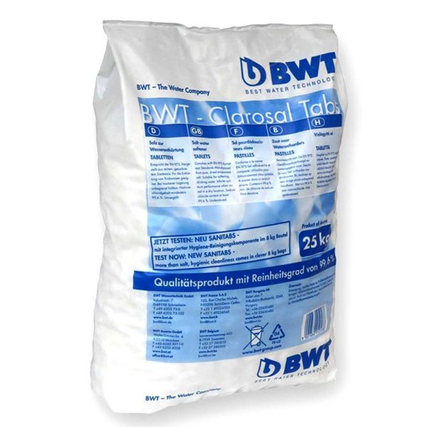BWT Perla Tabs Sótabletta 25kg - Nagytisztaságú Regeneráló Só Sóbontó Rendszerekhez és Vízlágyító Berendezésekhez, Élelmiszeripari Minőségű Tablettázott Só