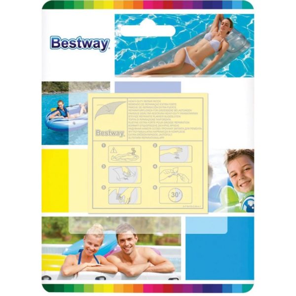 Bestway Öntapadós Javítókészlet Medencékhez és Felfújható Termékekhez - 10db Vízálló Javítófolt Gyors és Egyszerű Ragasztáshoz (62068)