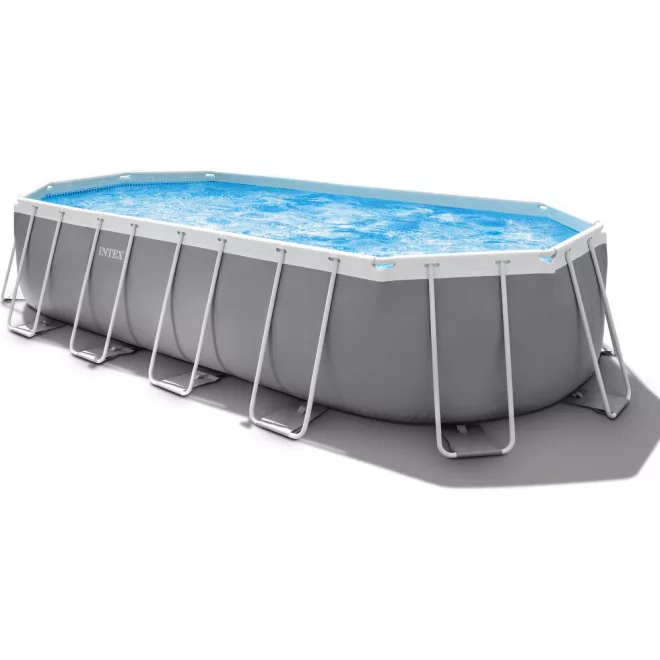 Intex MetalPrism Set Ovális Medence 610x305x122cm - Stabil Kerti Fürdőzéshez, Kényelmes Nyári Felfrissüléssel (Intex 26798)