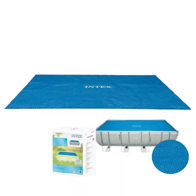 Intex Prémium Szolártakaró 4x2m Csővázas Medencéhez - Hőmegtartó és Párolgáscsökkentő Medencetakaró Méretre Vágható Kivitelben, UV-álló Anyagból (28028)
