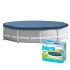 Intex Medence Védőtakaró D4.57 m Csővázas Kör Alakú Medencéhez - Erős PE Anyagból, Lefolyónyílásokkal és Rögzítőkötéllel a Tisztább Vízért (28032)