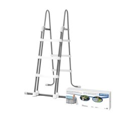   Intex Biztonsági Medence Létra 3 Fokos 91–107cm Magas Medencékhez - Stabil és Tartós Acélváz, Levehető Külső Lépcső a Gyermekbiztonság Növelésére (28075)