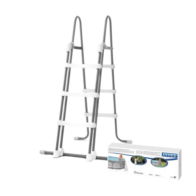 Intex Biztonsági Medence Létra 3 Fokos 91–107cm Magas Medencékhez - Stabil és Tartós Acélváz, Levehető Külső Lépcső a Gyermekbiztonság Növelésére (28075)