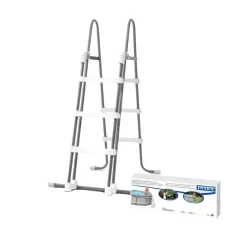   Intex Biztonsági Medence Létra 3 Fokos 122cm Magas Medencékhez - Stabil Acélszerkezet, Levehető Külső Lépcső a Gyermekbiztonság Érdekében (28076)