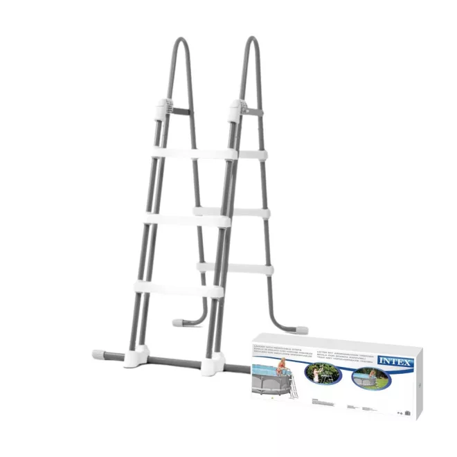 Intex Biztonsági Medence Létra 3 Fokos 122cm Magas Medencékhez - Stabil Acélszerkezet, Levehető Külső Lépcső a Gyermekbiztonság Érdekében (28076)