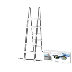   Intex Biztonsági Medence Létra 4 Fokos, 132cm Magas Medencékhez - Erős Acélszerkezet, Levehető Külső Lépcső a Maximális Gyermekbiztonságért (28077)
