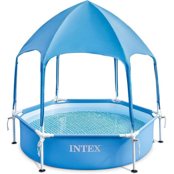 Intex Metal Frame Canopy Fémvázas Gyerekmedence 183x38cm Kék (28209) - Stabil Szerkezetű Gyermekmedence Könnyű Összeszereléssel és Tartós PVC Borítással