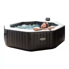   Intex PureSpa Onyx Black Octagon Jakuzzi, Sóbontó Készülékkel, 4 Személyes, D201x71cm, Fekete / Fehér - Kerti Szezonra, Élvezetes Pancsolással és Felfrissüléssel (Intex 28458)