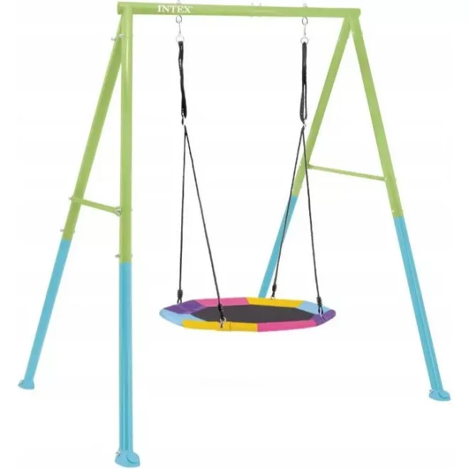 Intex Kerti Fészekhinta Állvánnyal 201x235x200cm (44111) - Extra Kényelmes Függőhintaszett Kültérre, Strapabíró Acélvázzal