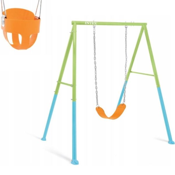 Intex Kerti Hinta Állvánnyal 170x235x200cm (44113) - Stabil Acélvázas Kétszemélyes Hinta Kültérre, Párnázott Üléssel