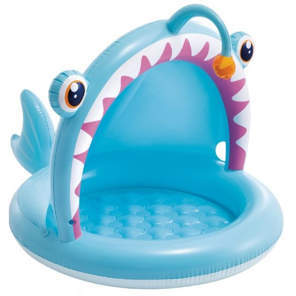 Intex Angler Fish Baby Medence 127x102x86 cm - Árnyékolós, Vidám Halacska Design a Kicsiknek (58419)