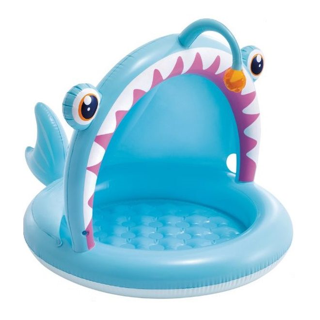 Intex Angler Fish Baby Medence 127x102x86 cm - Árnyékolós, Vidám Halacska Design a Kicsiknek (58419)