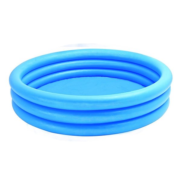 Intex Felfújható Pancsoló Medence 3 Gyűrűs Kialakítással 168x38cm (58446) - Kék Gyermekmedence Strapabíró PVC-ből, Kerti Játékhoz és Hűsöléshez