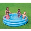 Intex Felfújható Pancsoló Medence 3 Gyűrűs Kialakítással 168x38cm (58446) - Kék Gyermekmedence Strapabíró PVC-ből, Kerti Játékhoz és Hűsöléshez