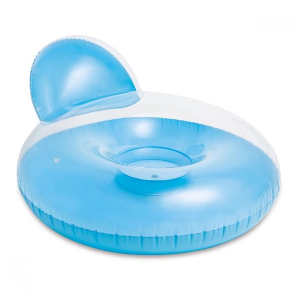 Intex Pillow Back Lounge Kék Úszógumi 119cm (58889) - Kényelmes Felfújható Pihenőmedence, Fejtámlával
